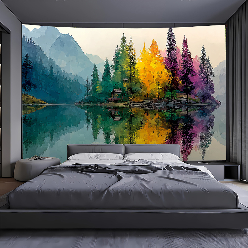 الملونة الغابات بحيرة جدار جدا - مراجعة Interior Design Hd وسعره