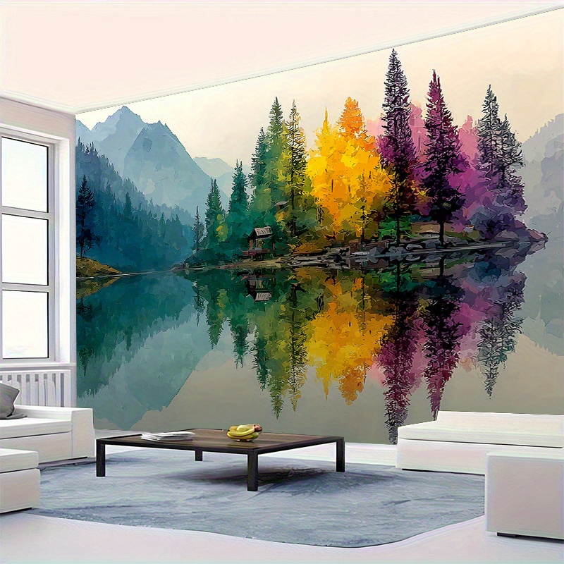 الملونة الغابات بحيرة جدار جدا - مراجعة Interior Design Hd وسعره