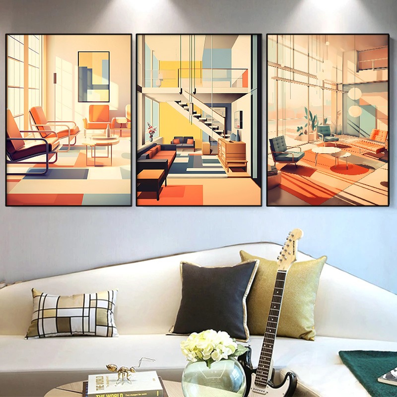 لوحة فنية جدارية عصرية بدون إط - مراجعة Interior Design Layout وسعره