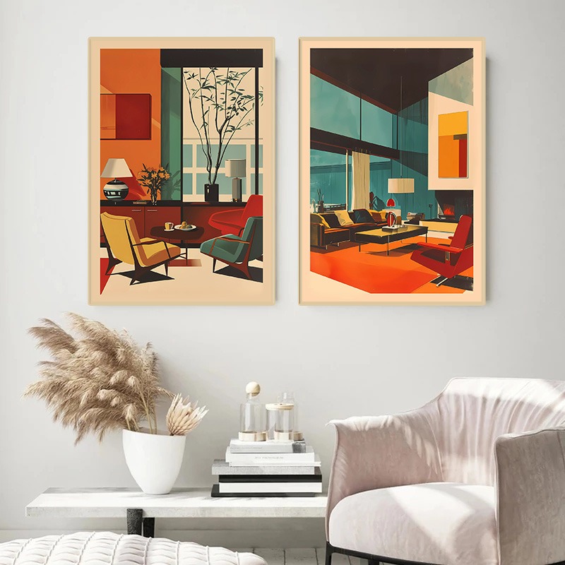 لوحة فنية جدارية عصرية بدون إط - مراجعة Interior Design Layout وسعره