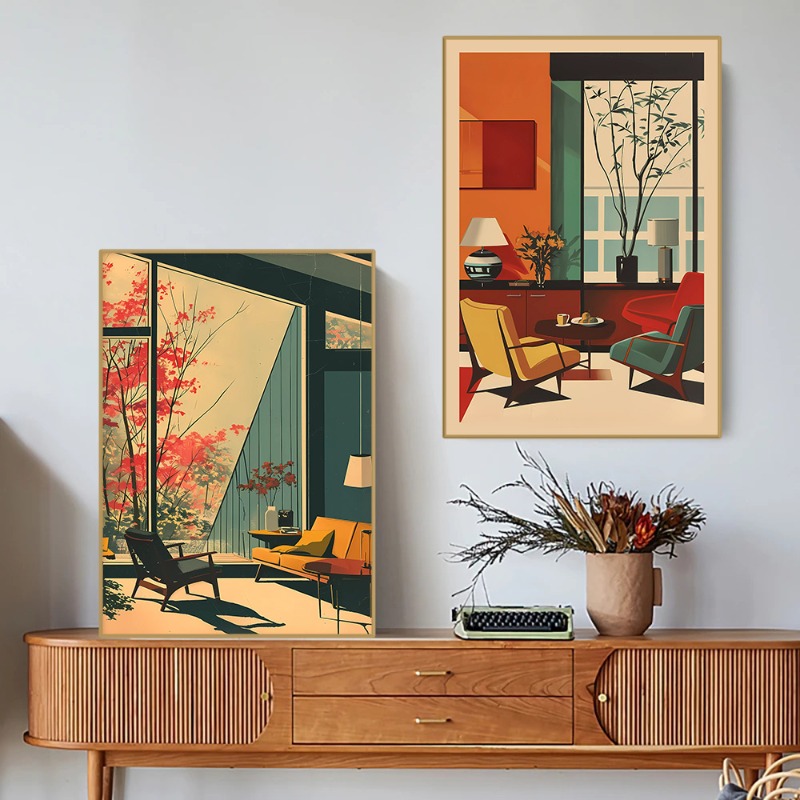 لوحة فنية جدارية عصرية بدون إط - مراجعة Interior Design Layout وسعره